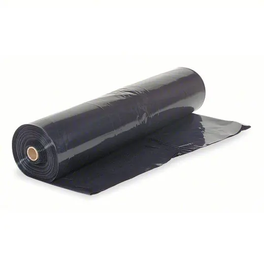 Polar Plastics B204 Construction Film Std Duty, 4 mil Thick, 20 ft Wd, 100 ft Lg, Black, Polyethylene