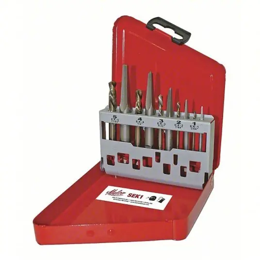 Malco SEK1 Screw Extractor Set 10 Pc, Straight Flute, Size 1/ 2/ 3/ 4/ 5