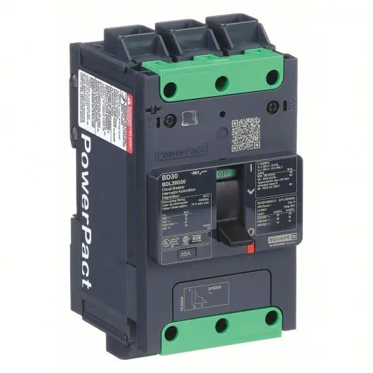 Square D BDL36030 Molded Case Circuit Breaker 30 A Amps, 25kA at 277/408V AC, Fixed, Everlink Lug Both Ends, ABC