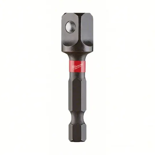 Milwaukee 48-32-5031 Hex Drive Socket Adapter 1/4 in Input Drive Size, Black Oxide, 3/8 in Output Drive Size