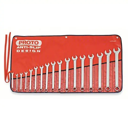 Proto J1200RM-T500 Combination Wrench Set Alloy Steel, Chrome, 17 Tools, 7 mm to 24 mm Range of Head Sizes