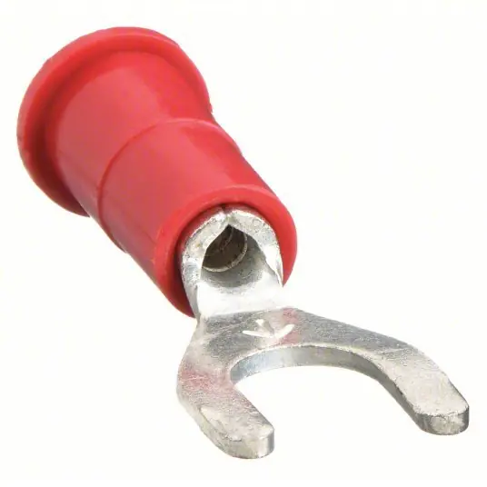 3M MVU18-8FX Fork Terminal Red, 8 Stud Size, 22 AWG – 18 AWG Wire Size Range, 0.26 - 0.50 inches, 100 PK