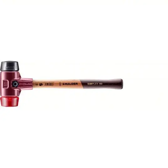 Halder Simplex 3026050 Soft Face Hammer Plastic/Rubber, 2 1/2 lb Head Wt, 2 in Tip Dia, 15 in Overall Lg, Replaceable Tips
