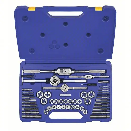 Irwin 24640 Tap and Die Set 53 Pieces, 1/8"-27 Min. Tap Thread Size, 3/4"-16 Max. Tap Thread Size, Plug