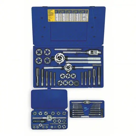 Irwin 97312 Tap and Die Set 66 Pieces, M3x0.5 Min. Tap Thread Size, M24x3.00 Max. Tap Thread Size, Hex