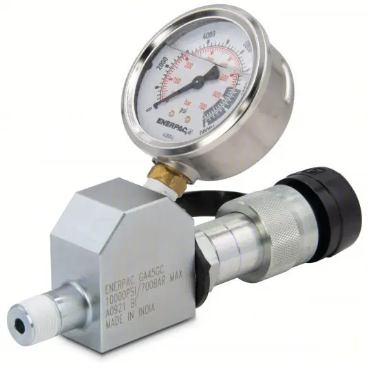Enerpac GA45GC Gauge Adapter Assembly 0 to 10,000 psi, 2 1/2 in Dial, 3/8 in NPTF Male, Bottom