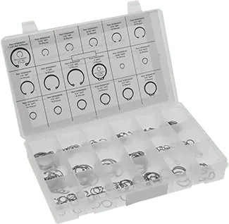 McMaster 98645A220 External and Internal Retaining Ring Assortment for Inches with 220 Pieces, 15-7 PH Stainless Steel