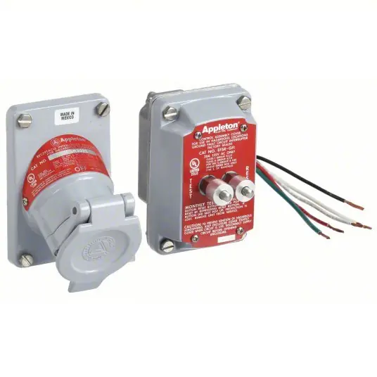 Appleton Electric EFSC275-2023GFI GFCI Receptacle Feed Through, 0.75 in Hub Dia, 5-20R, 20 A, 125V AC, 3 Poles, 2 Gangs