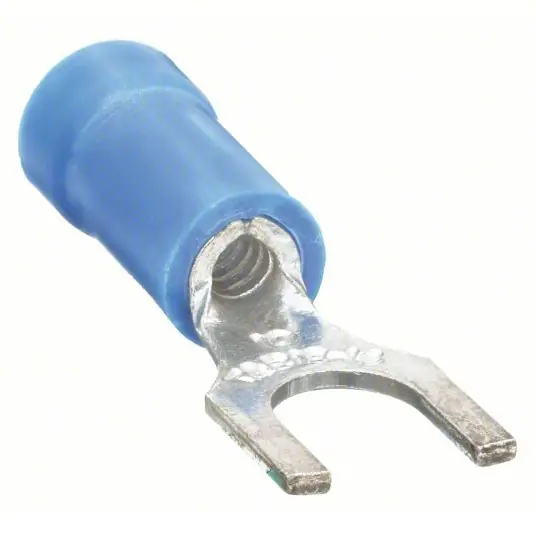 Sta-Kon 14RB-10F Fork Terminal Partial Coverage, Blue, Vinyl, 10 Stud Size, 100 PK
