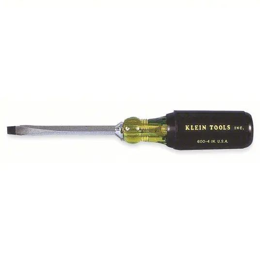 Klein 600-4 General Purpose Slotted Screwdriver 1/4 in Tip Size, 8 1/4 in Overall Lg, 4 in Shank Lg