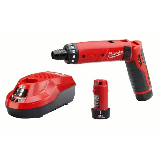 Milwaukee 2101-22 M4 1/4" Hex Screwdriver Kit, Includes Cordless Screwdriver, 2 Batteries, Charger