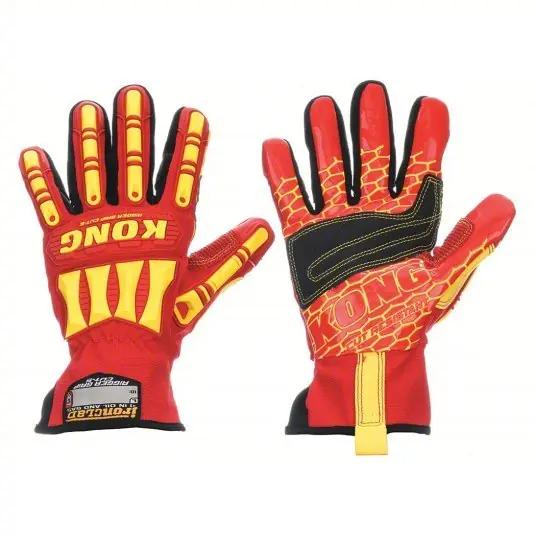 Kong KRC5-03-M Mechanics Gloves M (8), Riggers Glove, Synthetic Leather with Silicone Grip, Palm Side, 1 PR