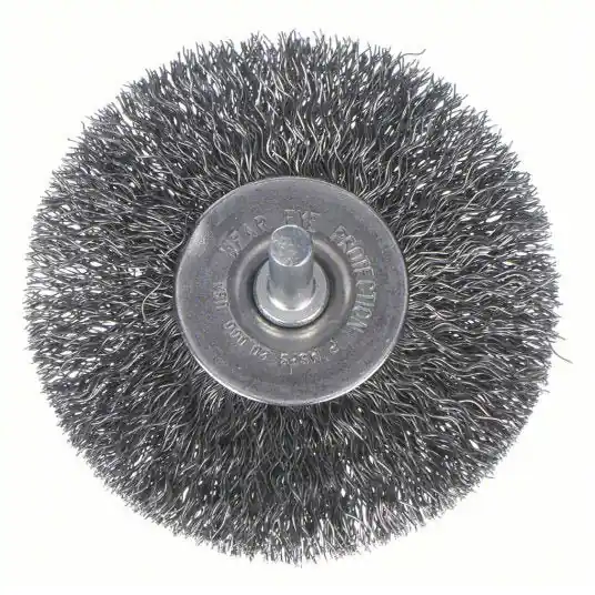 Weiler 93028 Wire Wheel Brush Crimped Steel, 3 in Dia x 1/2 in Wd, 1/4 in Shank, 0.014 in Fill