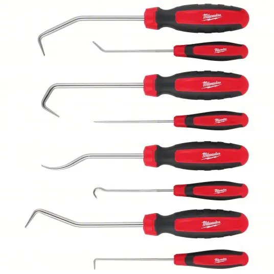 Milwaukee 48-22-9218 Hook/Pick Set Chrome Vanadium Steel, Angle/Hook/Multi-Angle/Straight