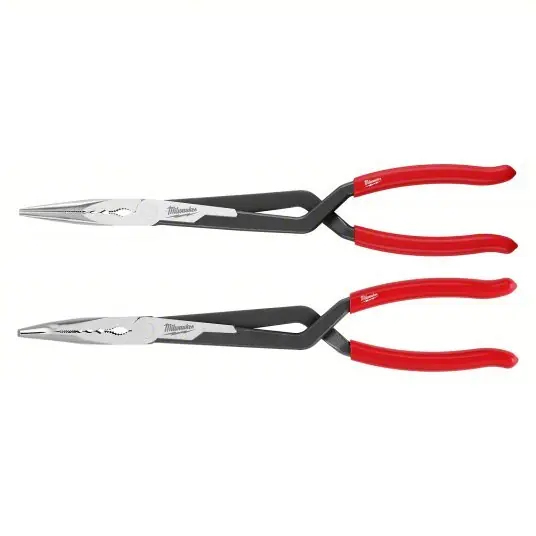 Milwaukee 48-22-6542 Long Reach Pliers Set 3 in Max Jaw Opening, 15 1/8 in Overall Lg, 3 in_3 1/4 in Jaw Lg, Serrated