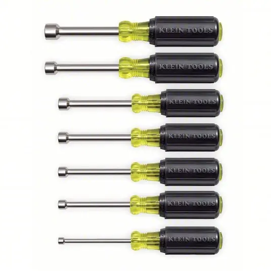 Klein 631M Fastener-Holding Nut Driver Set SAE, 6 3/4 in to 7 5/16 in, 3 in Shank Lg