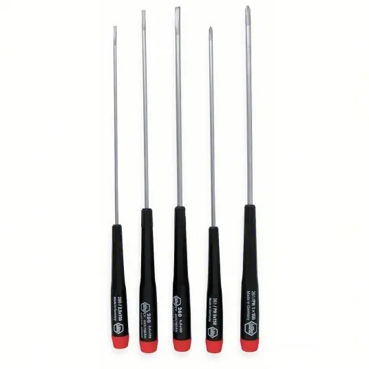 Wiha 26192 Precision Screwdriver Set 5 Pieces, Phillips/Slotted Tip, 1/8 in/3/32 in/5/32 in Tip Size