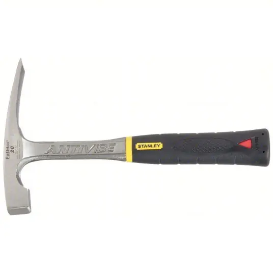 Stanley 54-022 Bricklayer Hammer 11 in Overall Lg, Steel Handle, Perpendicular, 1 in Face Dia, 4 5/8 in Blade Lg
