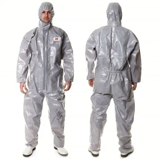 3M 4570-L Coveralls L, Non-Porous Film Laminate, Elastic w/Thumb Loops Wrist, Elastic Ankle, Gray, 12 PK