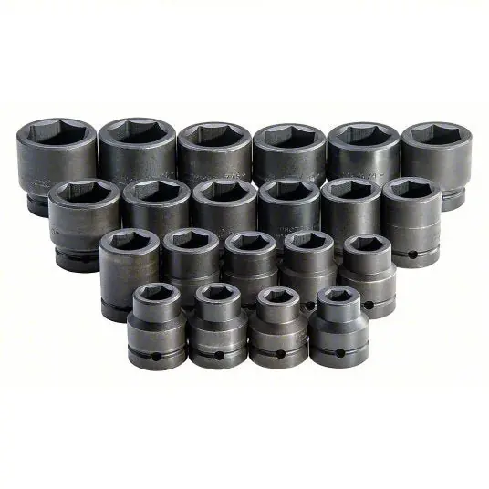Proto J76122 Impact Socket Set 1 in Drive Size, 21 Pieces, 3/4 in to 2 in Socket Size Range, (21) 6-Point