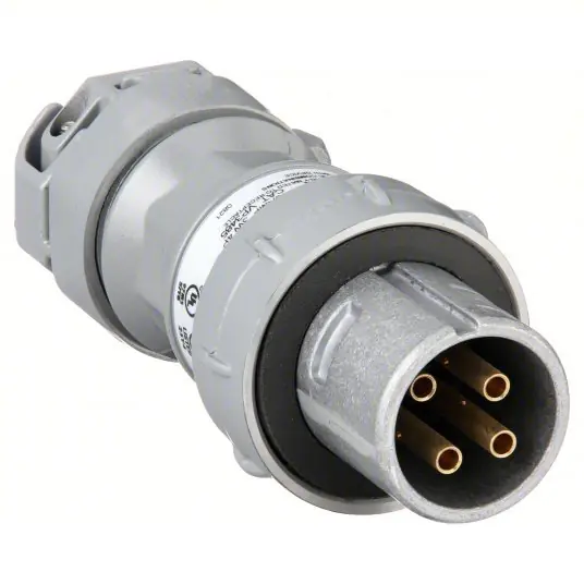 Hubbell VP3485 Pin and Sleeve Plug 30 A, 250V DC/600V AC, Style 2 Grounding, CSA Certifications/UL Listed