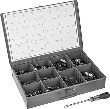 McMaster 54265K17 Worm-Drive Smooth-Band Clamp Assortment for Soft Hose and Tube, 316 Stainless Steel, 70 Pieces