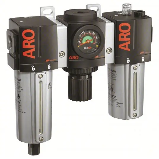 ARO C38341-811 Filter/Regulator/Lubricator 1/2 in NPT, 150 scfm, 140 psi Max Op Pressure, 5 micron, Metal Bowl