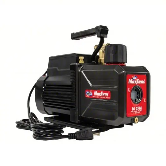 Uniweld MEVP14S MaxEvac Vacuum Pump, A2L Compatible, 14.4 CFM, 1.5 HP 2-Stage, 115V/60 Hz 14.4 cfm, 120V AC