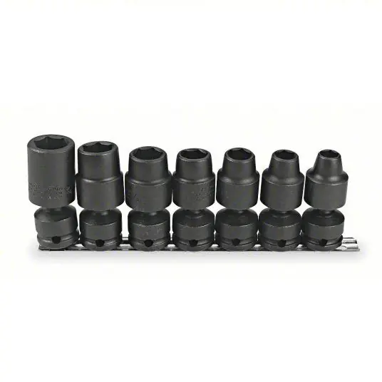 Proto J74142 Impact Socket Set 1/2 in Drive Size, 7 Pieces, 7/16 in to 13/16 in Socket Size Range