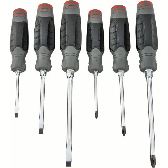 Proto J1206SCPF Screwdriver Sets 6 Pieces, Cabinet/Keystone/Phillips Tip, Cushion Grip