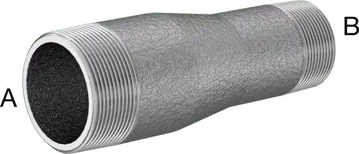 McMaster 7818K229 Thick-Wall Pipe Nipple Reducer Galvanized Steel, Threaded on Both Ends, 2 x 1-1/2 NPT