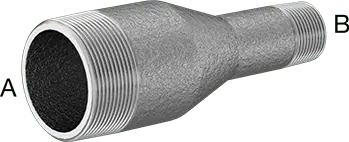 McMaster 7818K227 Thick-Wall Pipe Nipple Reducer Galvanized Steel, Threaded on Both Ends, 2 x 1 NPT