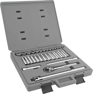 McMaster 5573A15 1/2" Square Drive Socket Set with Drive Tools, 12-Point, 30 Pieces