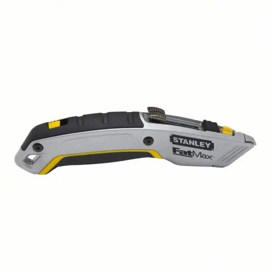 Stanley 10-789 Twin Blade Utility Knife 7 in Overall Lg, Steel Hook Tip, Rubberized, Metal/Rubber