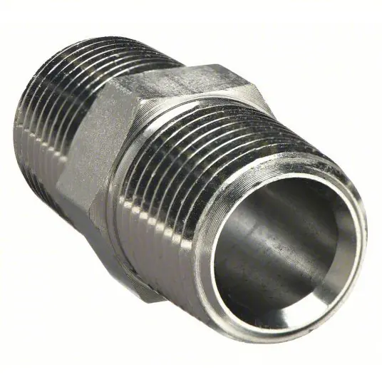 Parker 6-6 MHN-S Hex Nipple Carbon Steel, 3/8 in x 3/8 in Fitting Pipe Size, Male NPT x Male NPT, 1 7/16 in Lg