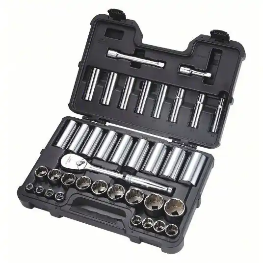 KVM Tools KV53PN53 Socket Wrench Set 1/2 in Drive Size, 37 Pieces, 3/8 in to 1 3/8 in Socket Size Range