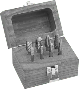 McMaster 4308A14 Carbide Bur Set with 1/4" Shank Diameter 8 Pieces, 1-3/4" to 3" Overall Length, Double Cut