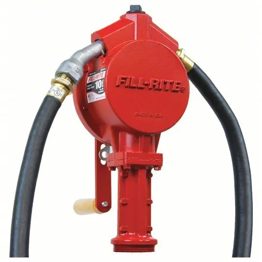 Fill-Rite FR112 Hand Operated Drum Pump Pump with Hose & Nozzle, Bung, Rotary, 10 gal per 100 revolutions