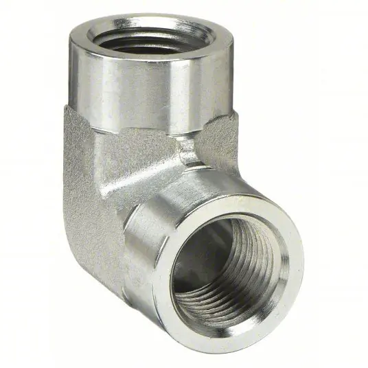 Parker 4-4 FE-S 90° Elbow Carbon Steel, 1/4 in x 1/4 in Fitting Pipe Size, Female NPT x Female NPT, 1 3/4 in Lg