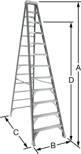 McMaster 8136T37 Fiberglass Step Ladder Type 1A, 12 Feet High x 34" Wide x 78" Deep Overall