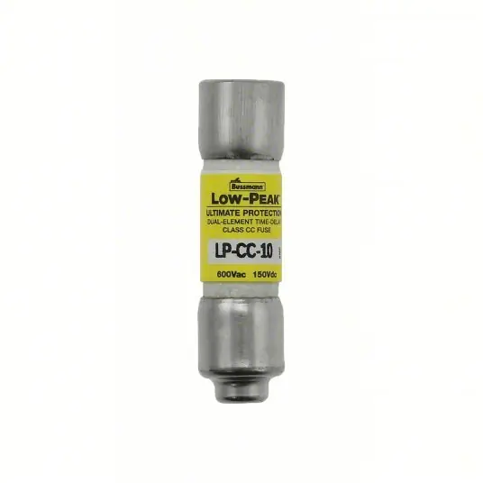 Bussmann LP-CC-10 UL Class CC Fuse Time Delay, 10 A, LP-CC, Cylindrical Body, Nonindicating, 150V DC