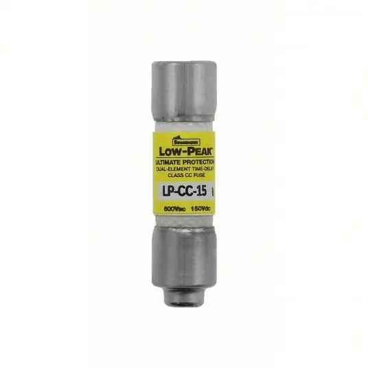 Bussmann LP-CC-15 UL Class CC Fuse Time Delay, 15 A, LP-CC, Cylindrical Body, Nonindicating, 150V DC