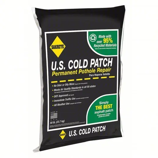 Sakrete 60450007 Cold Patch US Cold Patch, Recycled Asphalt Mix, 50 lb Container Size, Bag, Asphalt, No VOC