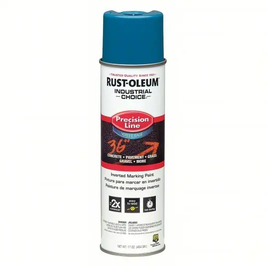 Rust-Oleum 203031 Precision Line Marking Paint Inverted Paint Dispensing, Caution Blue/APWA Blue, 17 oz