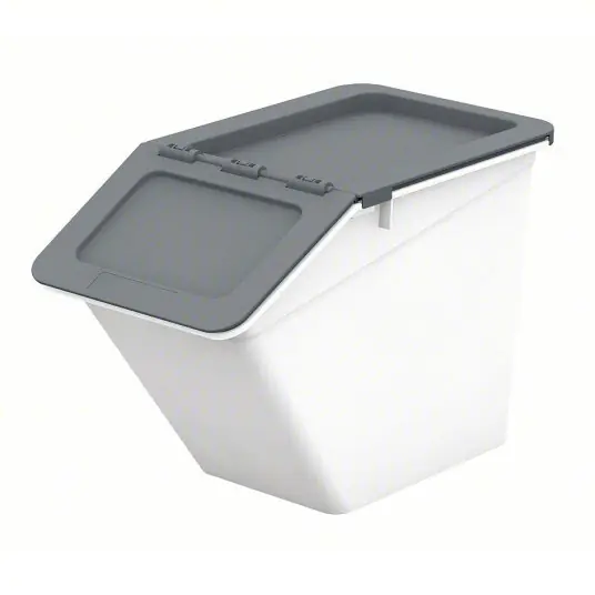 Shutter 1010110 Storage Bin Stack and Nest, Plastic, White, 11 1/4 in H, 16 1/8 in W