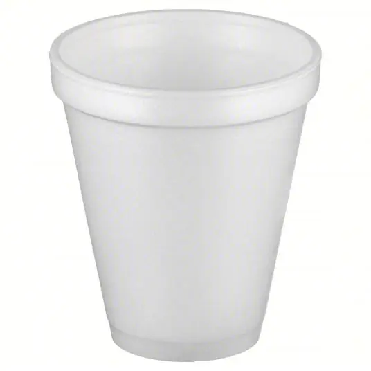 Dart 12J12 Disposable Hot/Cold Cup 12 oz Capacity, White, Foam, Unwrapped, Patternless, 1,000 PK