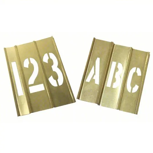 KVM Tools KV20Y503 Stencil Kit 0 to 9/A to Z/Punctuation, 1 1/2 in Character Ht, Brass, Interlocking