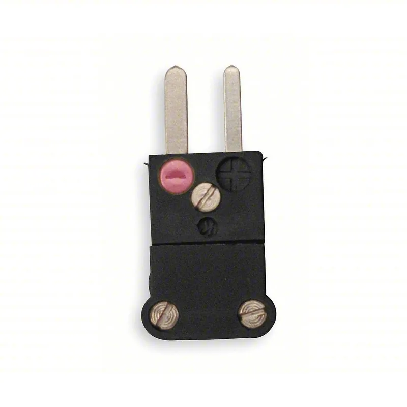 Tempco TCAR-1013 Thermocouple Plug Mini Plug, (2) Flat Pins, For Type J Sensor Type, Black