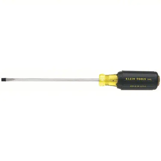 Klein 601-6 General Purpose Slotted Screwdriver 3/16 in Tip Size, 9 3/4 in Overall Lg