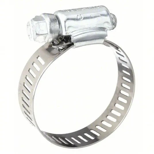 KVM Tools 5202070 Worm Gear Hose Clamp 301 Stainless Steel, Perforated Band, 5/16 in – 5/8 in Clamping Dia, 10 PK